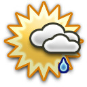 Partly cloudy Light rain