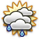Mostly cloudy Light rain